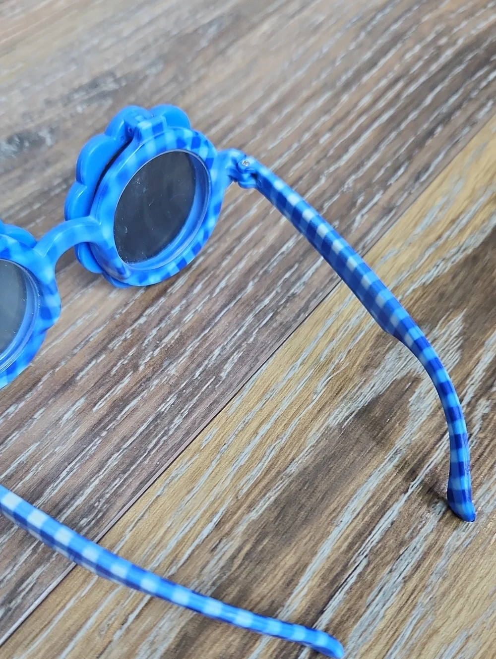 Vintage Kids Sunglasses Blue Gingham Check